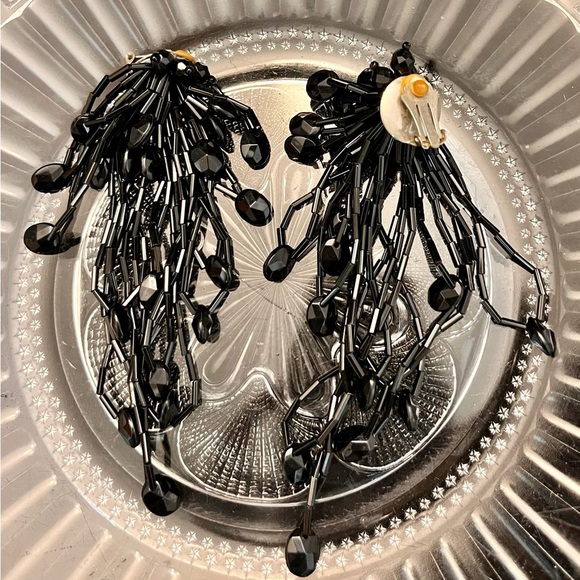 Black Earrings Beaded Popover Necklace Witchy Retro Goth Spider 80s Mobwife VTG - Picture 5 of 16